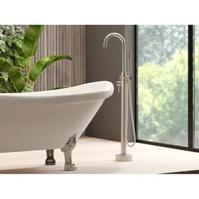 Castellousa 600300043792 Neptune Single Handle Floor Mounted Gooseneck Freestanding Brushed Nickel Standa