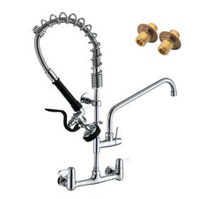 Csa1002 Cenosa Commercial Sink Faucet Wall Mount With Pre-rinse Sprayer 8 Inch Center