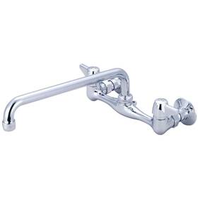 0047-ta3 Central Brass Double-handle Wall Mount Standard Kitchen Faucet In Polished Chrome