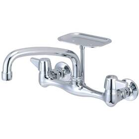 0048-ua1 Central Brass Double-handle Wall Mount Standard Kitchen Faucet In Polished Chrome