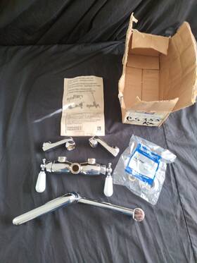 445-dj13-372cpr Chicago Faucets New 14 Inch Dual Swivel Arm Faucet Chrome Plated