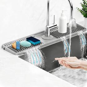 China 789634751006 Silicone Faucet Mat For Kitchen Sink Splash Guard 24 Inch X 5.5 - 7 Incline Qu