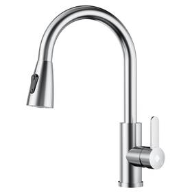 Ciarra 056668706674 Kitchen Faucet With Pull Down Sprayer Single Handle Stainless Steel S