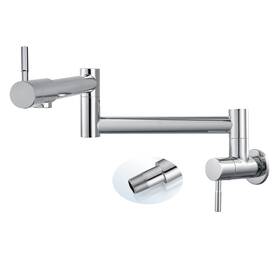 Cinwiny 781454649433 Pot Filler Faucet Wall Mount Folding Double Joint Swing Arm Single Hole