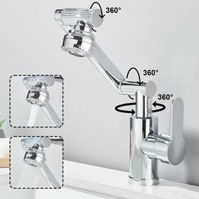 Top0508 Ckfluvnx Chrome Mechanical Arm Single Handle Dual-mode Swivel Bathroom Faucet Basin Mixer