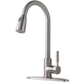 Com-cbqyt001l-d-new Comllen Kitchen Faucet With Pull Down Deck Plate Brushed Nickel
