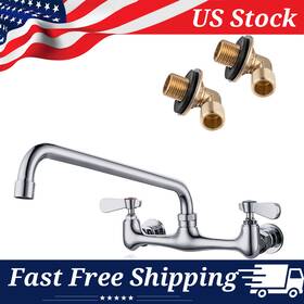 Pvf-pka12 Commercial Faucet Wall Mount 8 Inch Center Kitchen With 12 Swivel Spout And 90 Adapters