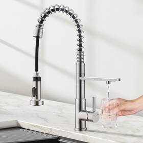 40104bn Crea 3-way Kitchen Faucet Brushed Chrome Pull-out 20-inch Flexible Hose Singl