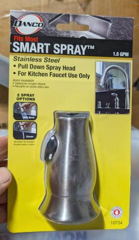 12126 Danco Smart Spray Pull Down Kitchen Faucet Head Matte Black