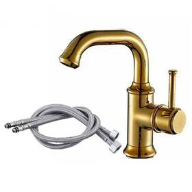 Danluolan Hwzh002-9 Gold Color Brass Bathroom Kitchen Swivel Spout Faucet Mixer Tap