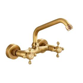Danluolan Hwzh053-2 Antique Brass Kitchen Faucet Bathroom Sink Mixer Tap Wall Mount