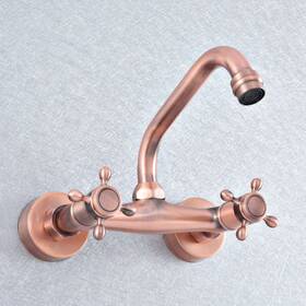 Hwzh053-3 Danluolan Antique Red Copper Kitchen Faucet Bathroom Sink Mixer Tap Wall Mount
