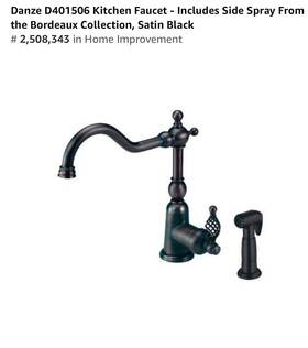 D401506 Danze Bordeaux Kitchen Faucet With Spray Satin Black