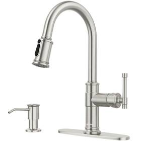 Day-aps136-bn Dayone Vintage Kitchen Faucet With Soap Dispenser Single Handle High Arc Antique Pu