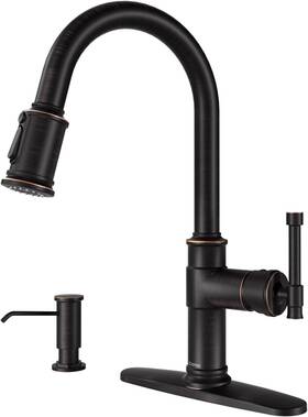 Day-aps136-orb Dayone Antique Oil Rubbed Bronze Kitchen Sink Faucet With Soap Dispenser Pull Down S