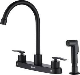 Day-cr2002  Dayone Black Kitchen Faucet 2 Handles With Side Separate Sprayer Matte