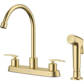 Day-cr2004 Dayone Gold Kitchen Faucet With Side Sprayer 2 Handle 8 Inches 4 Holes Centerset Ki