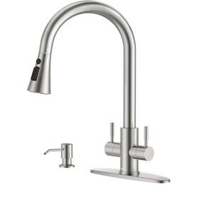 Day-crpf07 Dayone 2 Handle Kitchen Faucet With Soap Disp-brushed Nickel-pull Down Sprayer