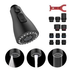 Deerfei-c014 Deerfei Pull Down Kitchen Faucet Head Replacement 3 Modes Sprayer Matte Black