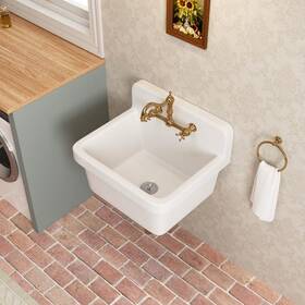 Dv-1k0137 Deervalley 10 Gallon 24 Inch L White Ceramic Wall Mount Laundry/utility Sink For