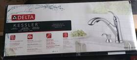 16932-sd-dst Delta Kessler Chrome Single Handle Pull-out Kitchen Faucet With Soap Dispenser