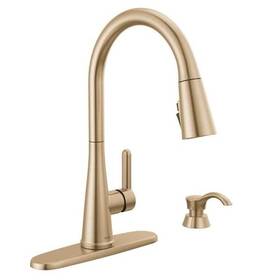 Delta 195205076810 Greydon Gold Single Handle Pull-down Sprayer Kitchen Faucet With Shield Spray