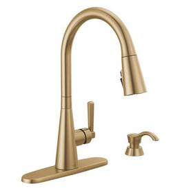 Delta 195205096078 Boyd Gold Single Handle Pull Down Sprayer Kitchen Faucet With Shieldspray