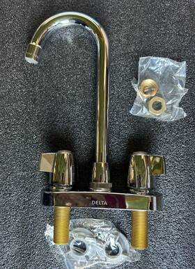 2179lf Delta Two Handle Bar Faucet Goose Neck Kitchen Fixture Chrome