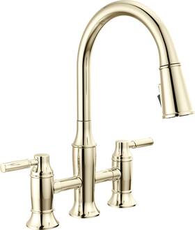2384l-pn-pr-dst Delta 2384l-dst Renaldi 1.8 Gpm Bridge Kitchen Faucet - Lumicoat Polished Nickel