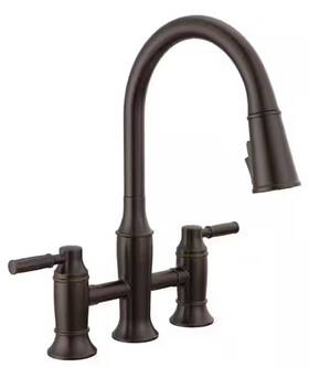 Delta 2384l-rb-dst Renaldi 2 Handle Pull Bridge Kitchen Faucet - Venetian Bronze