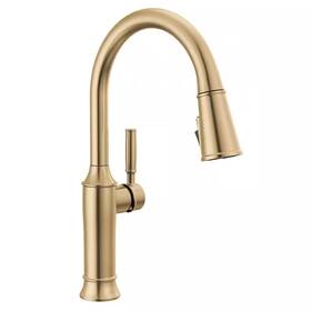 Delta 705353239670 Renaldi Gold Single Handle Pull Down Sprayer Kitchen Faucet In Lumicoat Champagn