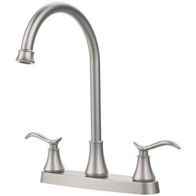 8035 Delta Two Handle Kitchen Faucet High Arc Pull Out Stainless Steel Brushed Nickel