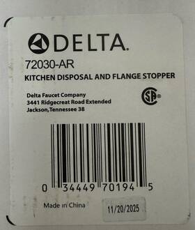 72030-ar Delta Faucet Garbage Disposal Flange And Stopper Arctic Stainless
