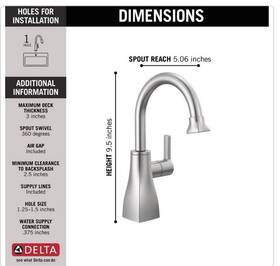 1940-ar-dst Delta Faucet Company Contemporary Square Beverage Arctic Stainless Steel