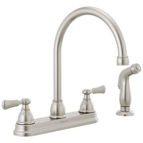 P2865lf-ss Delta Faucet Company Peerless Two-handle Kitchen With Spray Deck-mount Stainless
