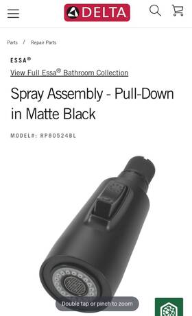 Rp80524bl Delta Faucet Company Essa Spray Assembly - Pull-down In Matte Black