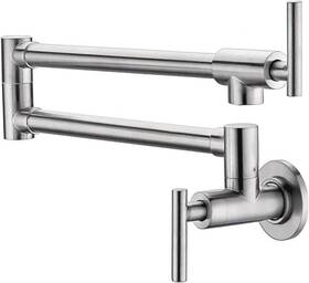 Kf13-012bn Dikurooms Pot Filler Faucet Stainless Steel Commercial Wall Mount Kitchen Sink Fold