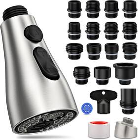 Directly 313037389346 Kitchen Faucet Head Replacement 3 Modes With 17 Adapters Pull Down Spray F