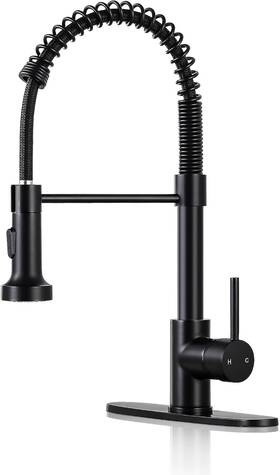 Djs 313036762737 Kitchen Faucets With Pull Down Sprayer Matte Black - Dual Mode Setting Singl