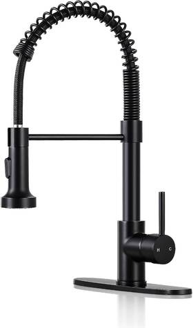 Djs Djs-cflt-2011b-dp Kitchen Faucets With Pull Down Sprayer Matte Black - Dual Mode Setting Singl