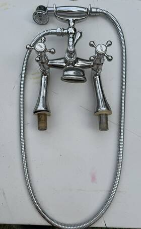 Fna126 Dll Vintage Chrome Claw-foot Bathtub Faucet Deck Mounted Tub Filler Handheld Shower