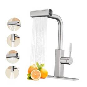 Bhur0061awdusy-fylt-brushed Dongguanshizhilianyungukejiyouxiangongsi Waterfall Kitchen Faucet With Pull Down Sprayer Stainless Brushed Nickel