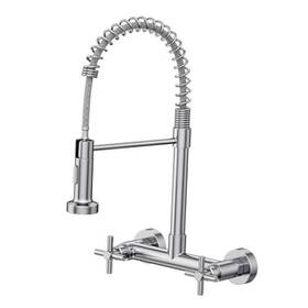 Bhur0088awdusy-nickel Dongguanshizhilianyungukejiyouxiangongsi Wall Mount Kitchen Faucet Brushed Sink 8 Inch 2 Handle Nickel