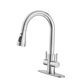 Bhur0092awdusy-nickel Dongguanshizhilianyungukejiyouxiangongsi Kitchen Sink Faucet With Pull Down Sprayer 2 Handles High Arc Nickel