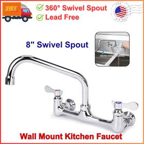 Dongguanxiaomingtongkejiyouxiangongsi 034449649568 Wall Mount Kitchen Faucet 8 Inch Center Commercial Sink With Swivel Spout