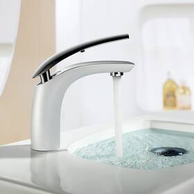 8001 Dowell 818637015027 8001/017 Series Single Handle Bathroom Faucet Chrome With White