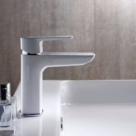 8001 Dowell 818637015232 8001/021 Series Single Handle Bathroom Faucet Chrome With White