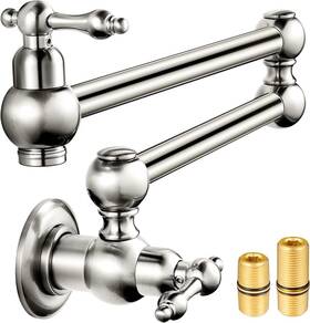 Durtschi 726084413085 Pot Filler Faucet Brushed Nickel Wall Mount Stove Kitchen Sink Fill