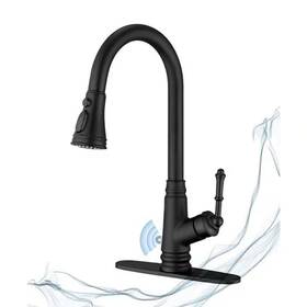 Ello&allo 445028420493 Touchless Single Handle Deck Mount Gooseneck Pull Down Sprayer Kitchen Faucet Wi
