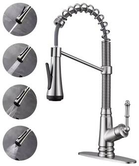 Ekf-n-816 Ello&allo 1-handle Pull-down Sprayer Kitchen Faucet With 4-modes In Brushed Nickel